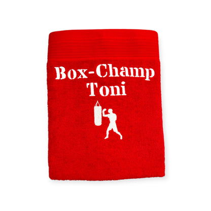 Boxer Handtuch mit Name Handtücher Sauna Wellness Duschtuch Strand baden Sport