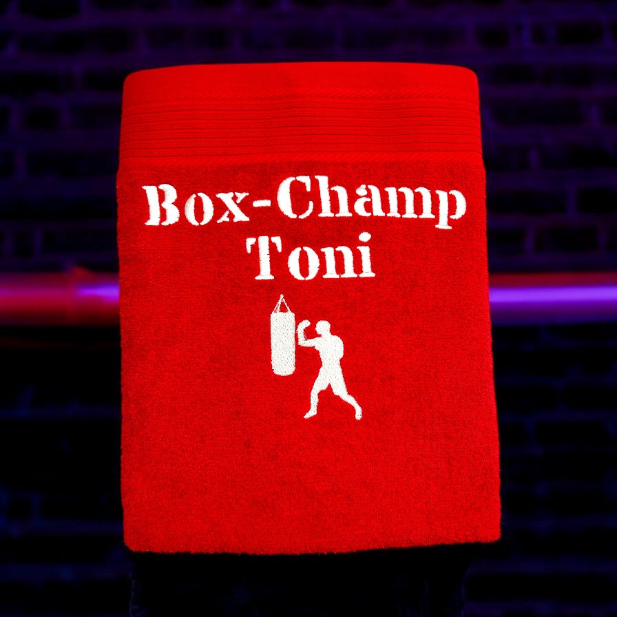 Boxer Handtuch mit Name Handtücher Sauna Wellness Duschtuch Strand baden Sport