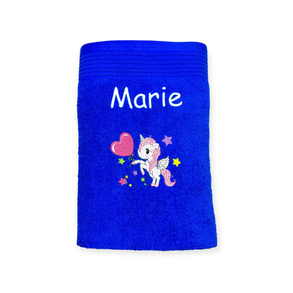 Handtuch mit Einhorn und Name bestickt, verschiedene Größen und viele Farben