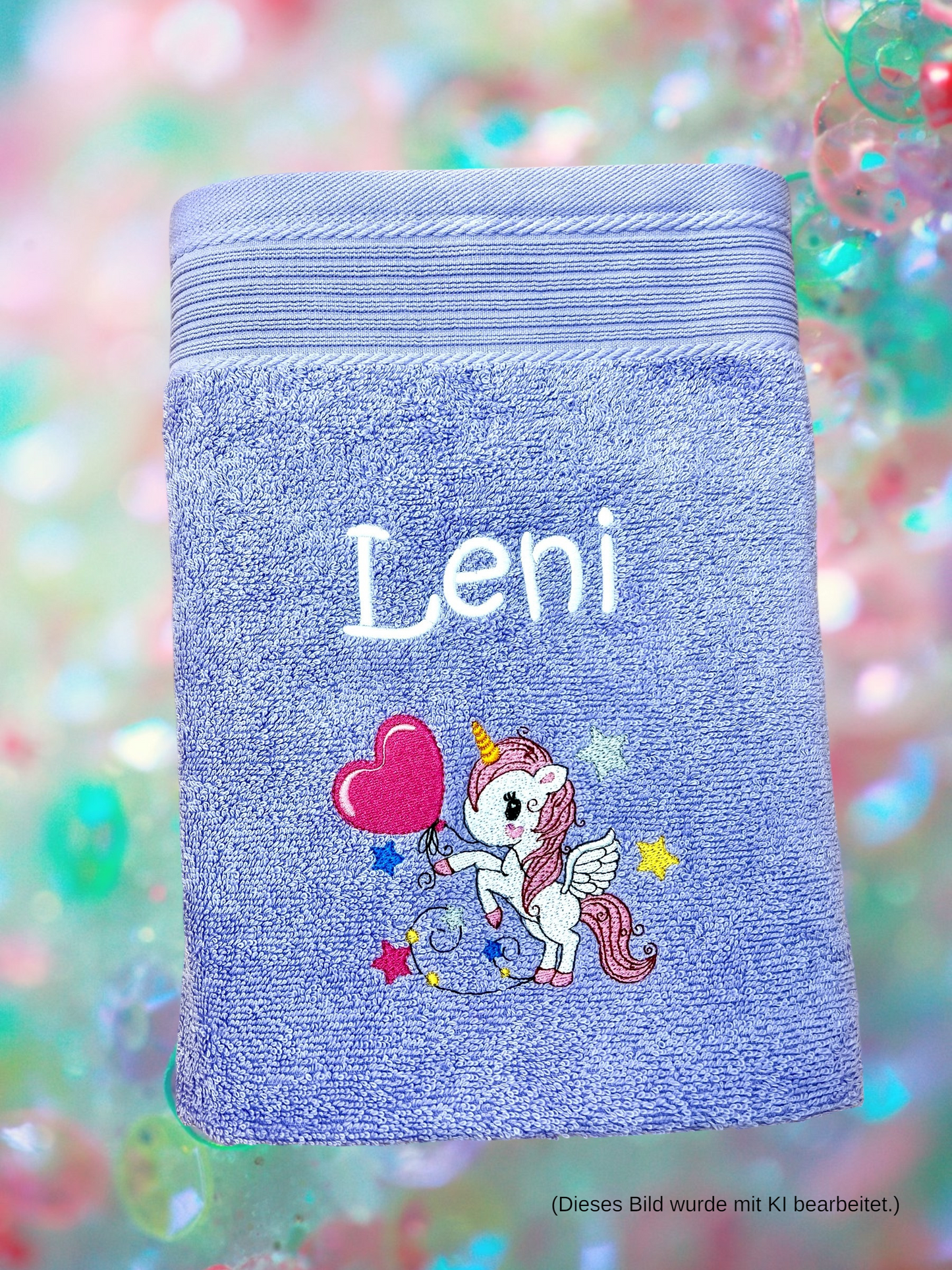 Handtuch mit Einhorn und Name bestickt, verschiedene Größen und viele Farben