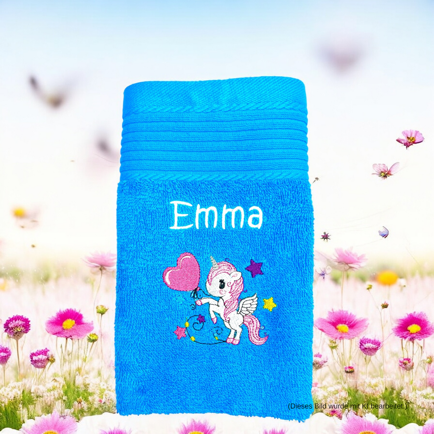 Handtuch mit Einhorn und Name bestickt, verschiedene Größen und viele Farben