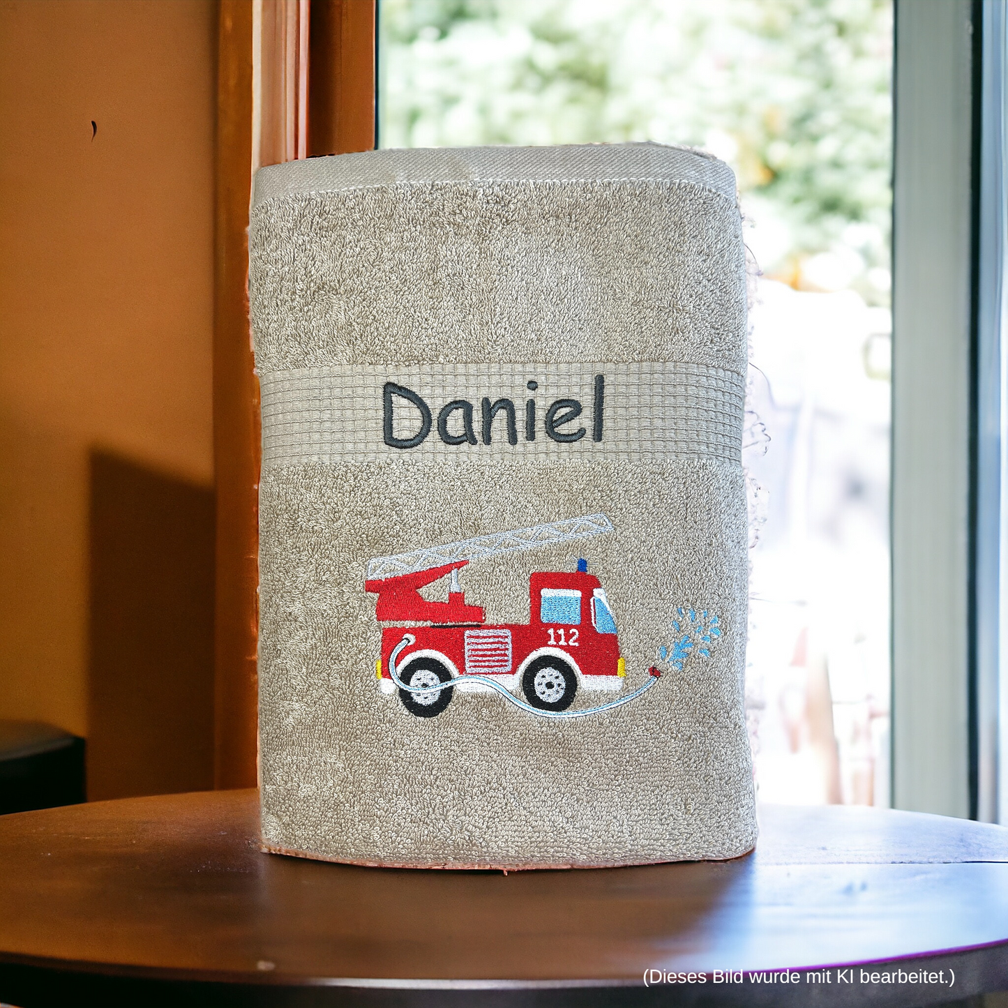 Feuerwehr Handtuch Set mit Name Handtücher Waschlappen 50x100 cm Geschenk Kinder