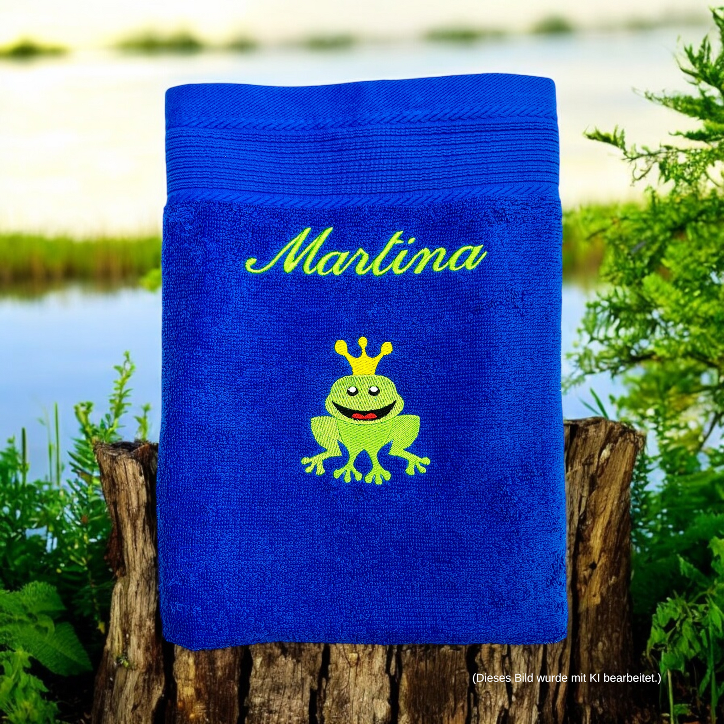Handtuch mit Froschkönig und Name, Handtuch, Sauna, Wellness, Duschtuch