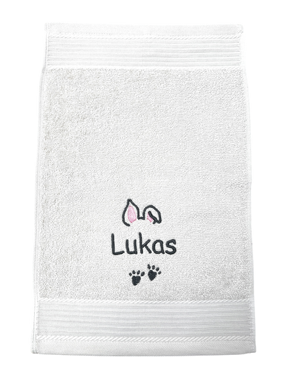 Häschen Handtuch mit Name, viele Farben und Größen