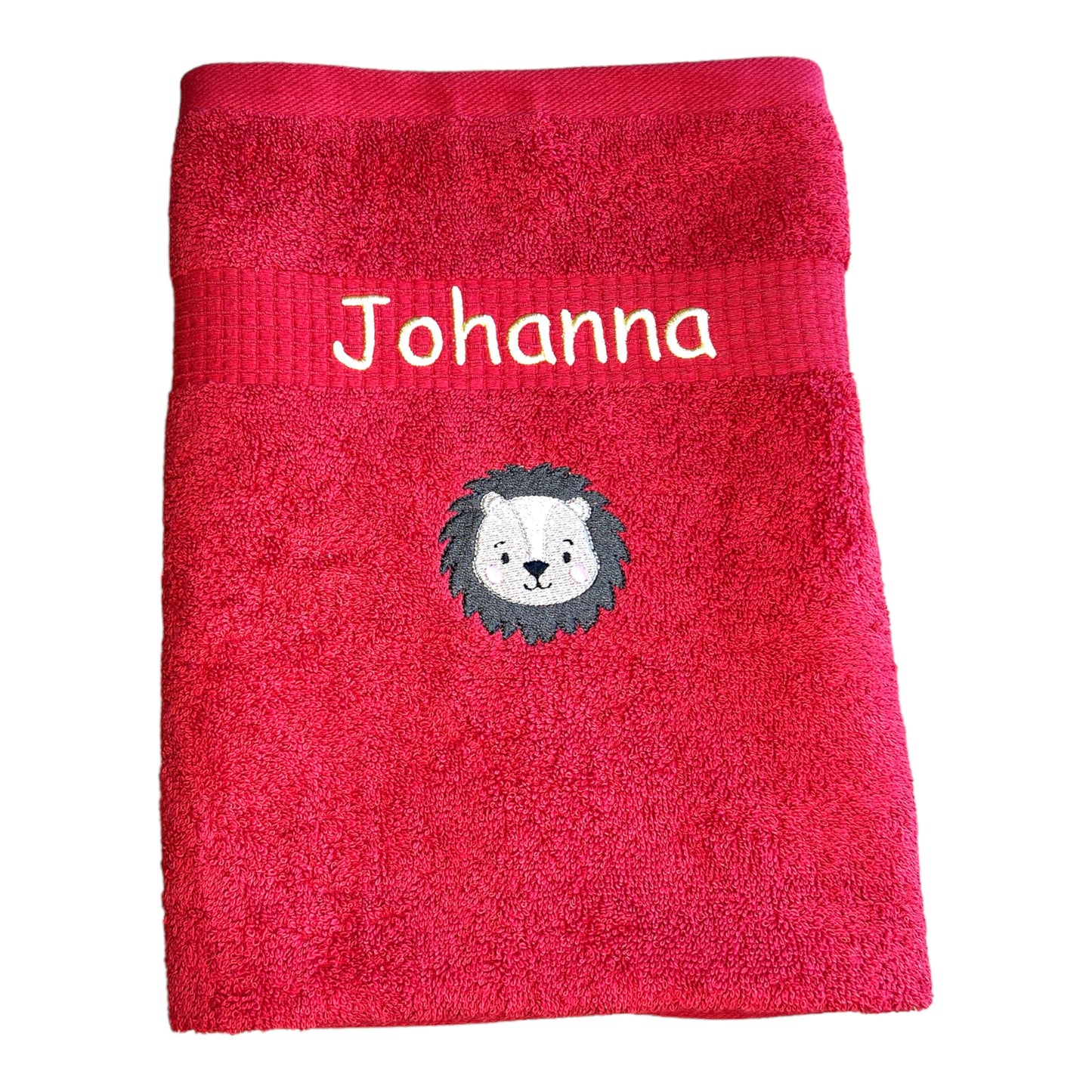Löwen Handtuch mit Name in 19 verschiedenen Farben und 4 Größen wählbar