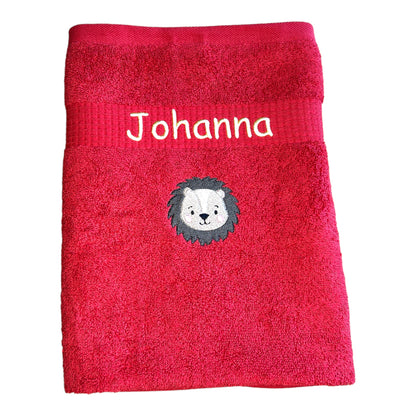Löwen Handtuch mit Name in 19 verschiedenen Farben und 4 Größen wählbar