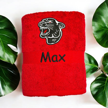 Panther Handtuch mit Name, Handtuch, Sauna, Wellness, Duschtuch, Geschenk