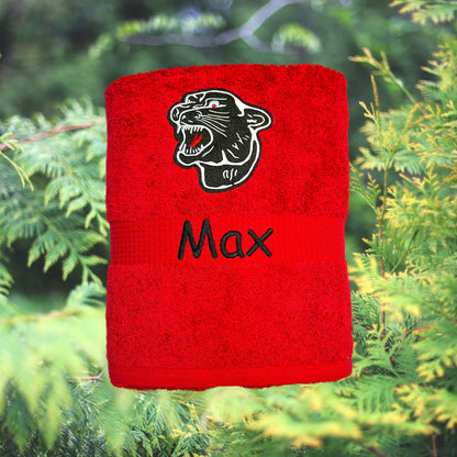 Panther Handtuch mit Name, Handtuch, Sauna, Wellness, Duschtuch, Geschenk