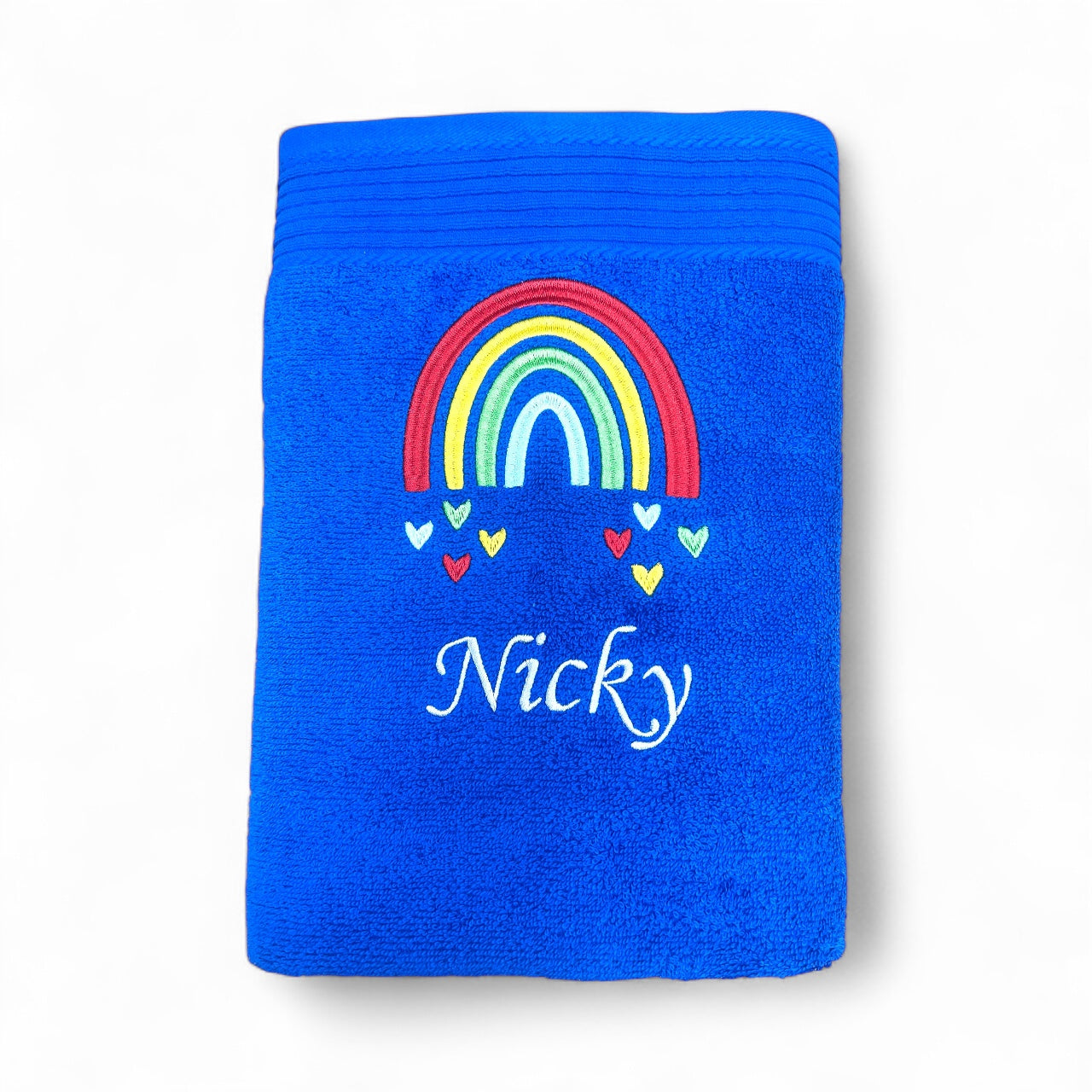 Regenbogen Handtuch mit Name bestickt, Duschtuch, Kindergarten, Sport