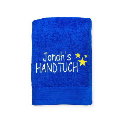 Herzen oder Sterne Handtuch mit Namen bestickt, Duschtuch, Kindergarten, Sport