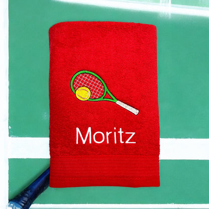 Tennis Handtuch mit Name bestickt, Duschtuch, Sport
