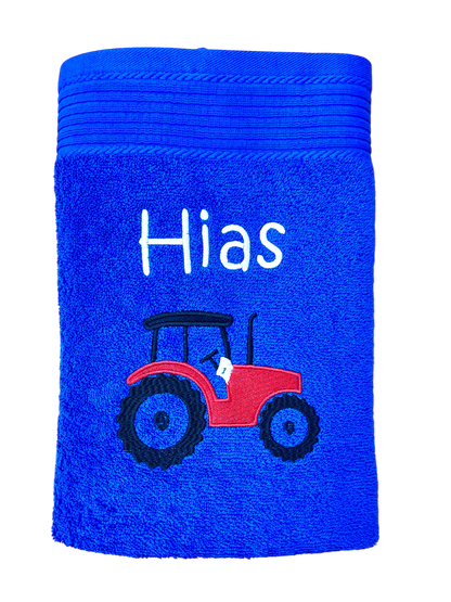 Traktor Handtuch mit Name Handtücher Sauna Wellness Duschtuch Kinder Strand baden