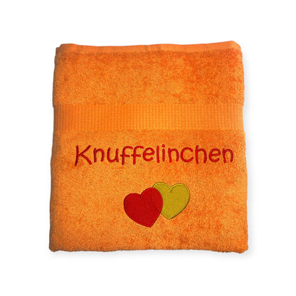 Doppel Herz Handtuch mit Name, Handtuch, Wellness, Duschtuch, Valentin, Liebe