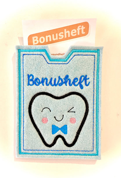 Zahn Bonus Heft Filzhülle mit Name personalisiert Zahnbonushefthülle Geschenk Mädchen oder Junge
