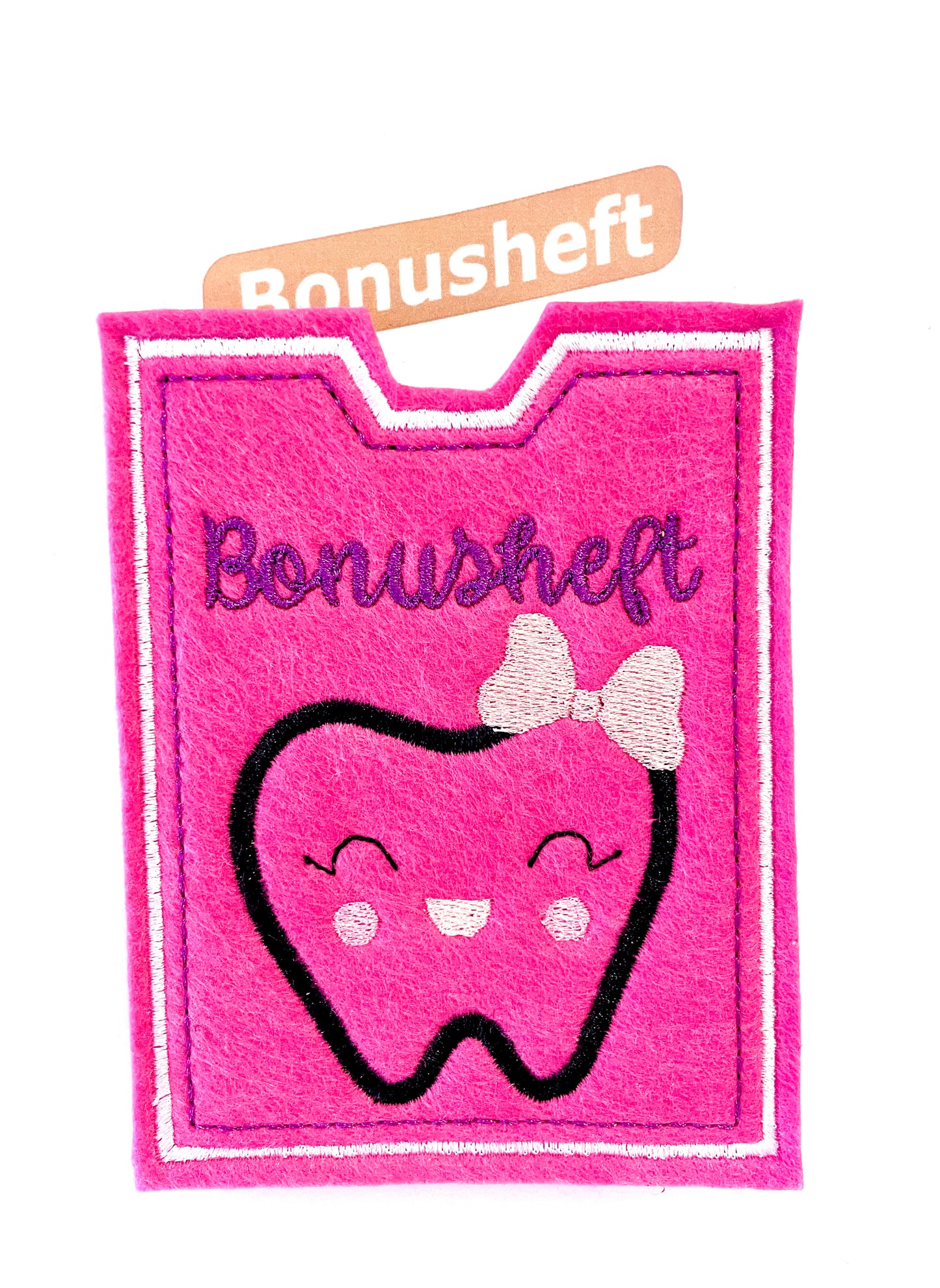 Zahn Bonus Heft Filzhülle mit Name personalisiert Zahnbonushefthülle Geschenk Mädchen oder Junge