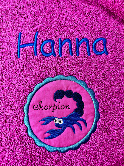 Sternzeichen Handtuch mit Name bestickt, Duschhandtuch, Badetuch, Sauna, baden