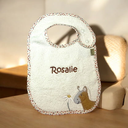 Lätzchen mit Name, mit Druckknopf Motiv Pferd Sunny, Sterntaler