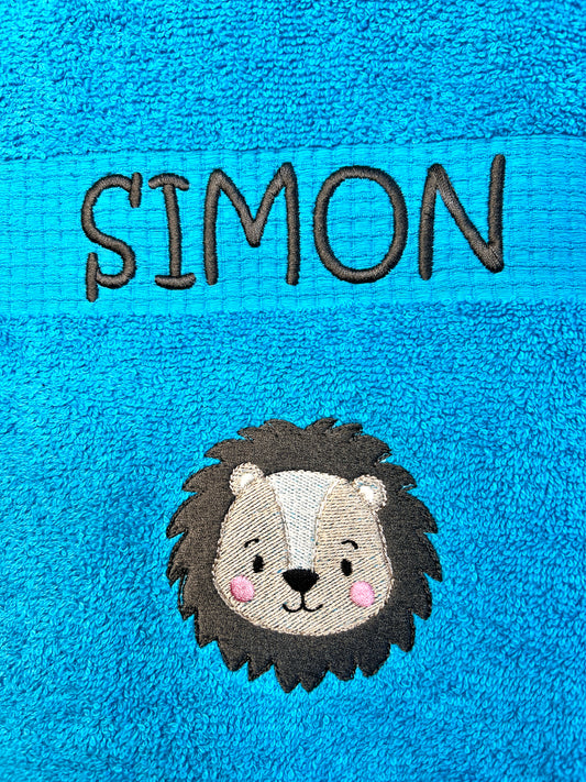 Löwe Handtuch mit Name, Handtuch, Sauna, Wellness, Duschtuch, Geschenk