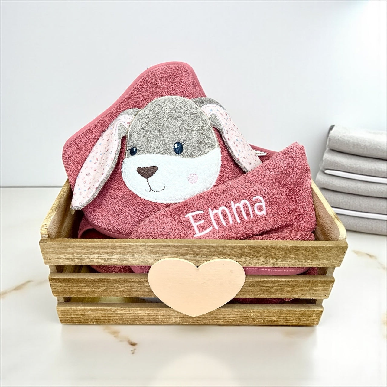 Kapuzenbadetuch Sterntaler Hase Hanni mit 3D Ohren, Personalisierbar mit Name, Baumwolle, 100x100 cm