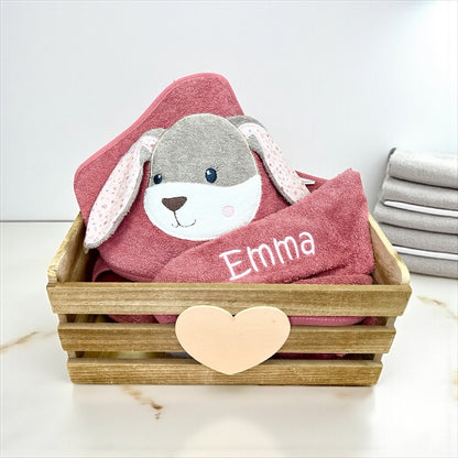 Kapuzenbadetuch Sterntaler Hase Hanni mit 3D Ohren, Personalisierbar mit Name, Baumwolle, 100x100 cm