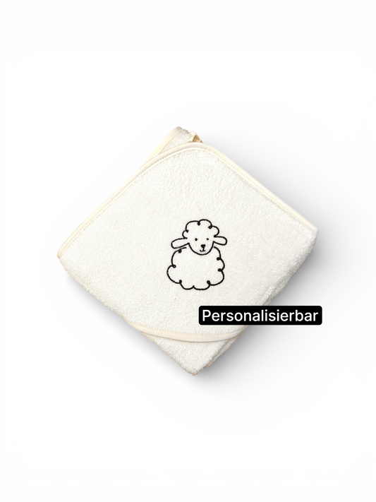 Kapuzenhandtuch Schaf Flocke von Sterntaler 100x100 cm, personalisierbar mit Name