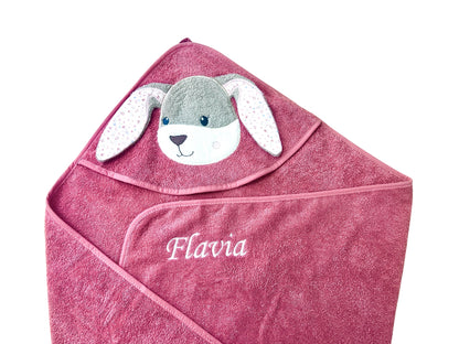 Kapuzenbadetuch Sterntaler Hase Hanni mit 3D Ohren, Personalisierbar mit Name, Baumwolle, 100x100 cm