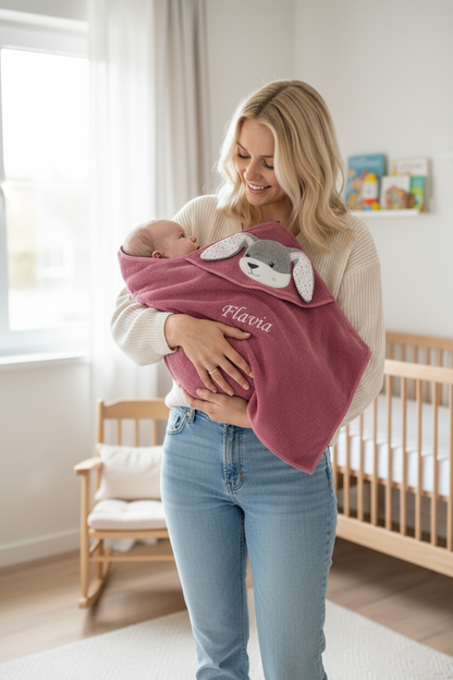 Kapuzenbadetuch Sterntaler Hase Hanni mit 3D Ohren, Personalisierbar mit Name, Baumwolle, 100x100 cm