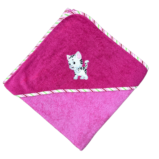 Katzen Kapuzenhandtuch - mit Name personalisierbar - schönes Geschenk für's Baby oder Kleinkind baden