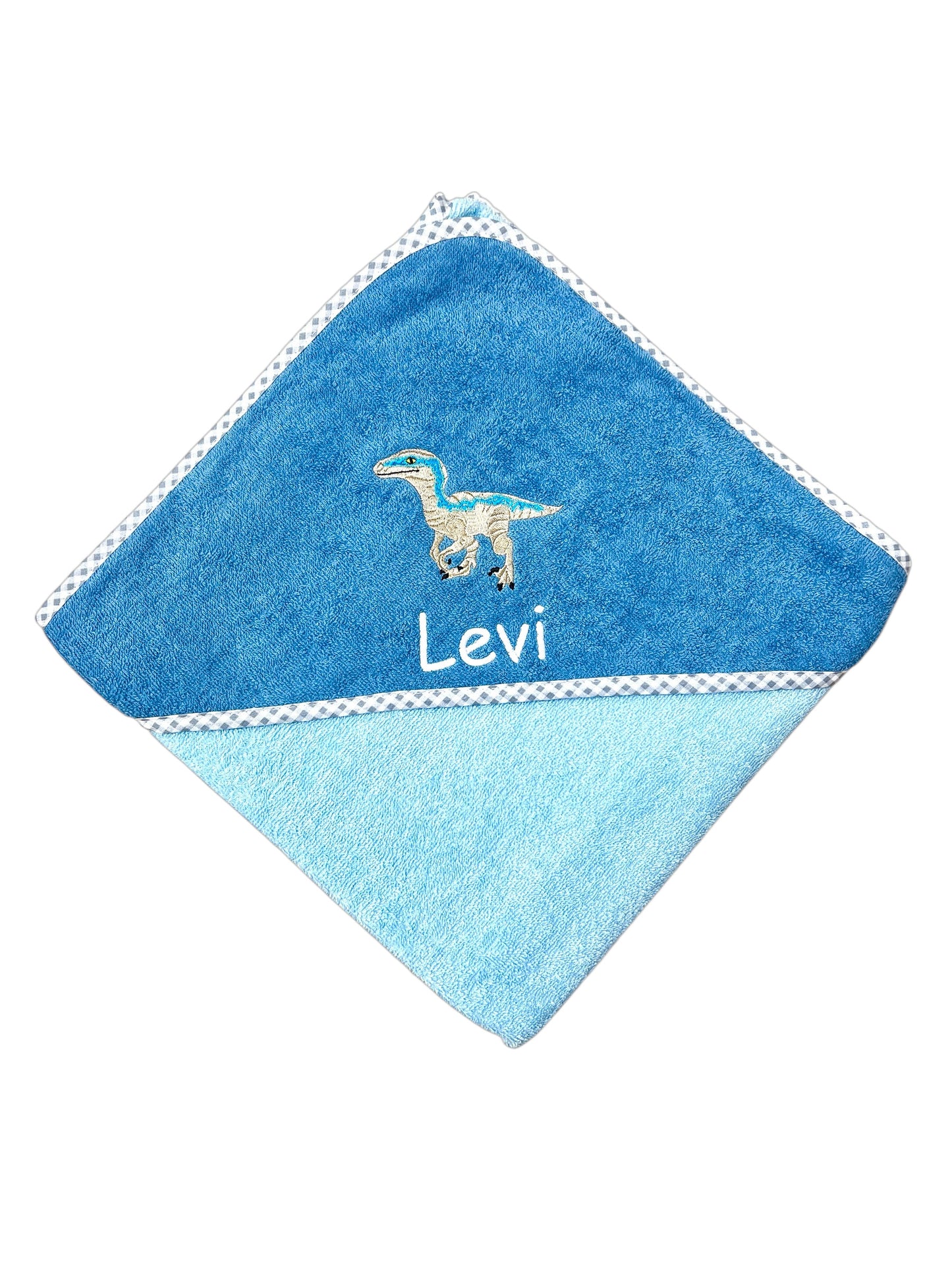 Dinosaurier Kapuzenhandtuch mit Namen - schönes Geschenk für's Baby zur Geburt