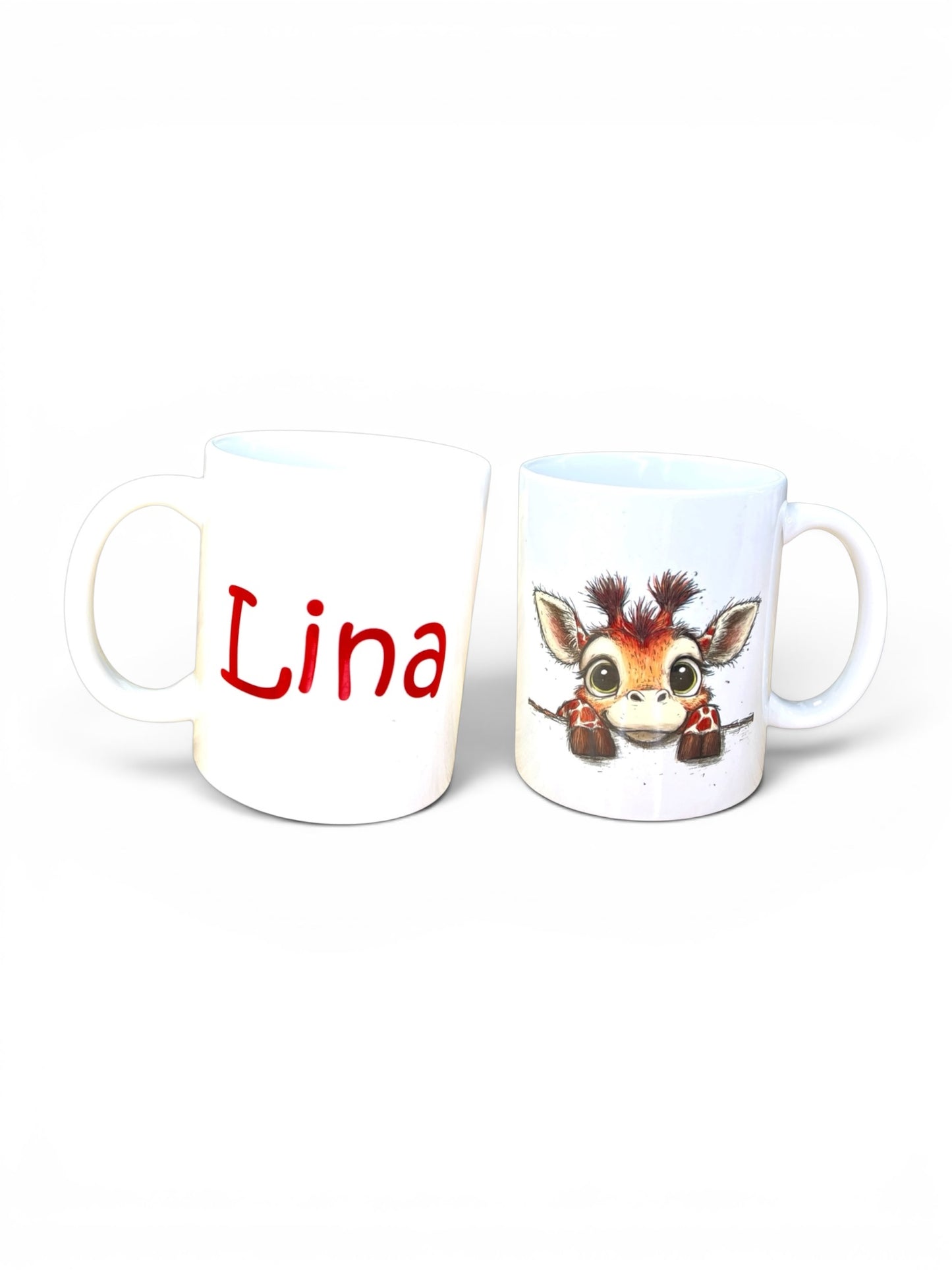 Personalisierte Keramiktasse mit niedlichem Tierbaby-Motiv & Name