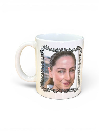 Personalisierte Fototasse mit romantischem Bilderrahmen & individuellen Wunschworten | Keramiktasse mit eigenem Foto