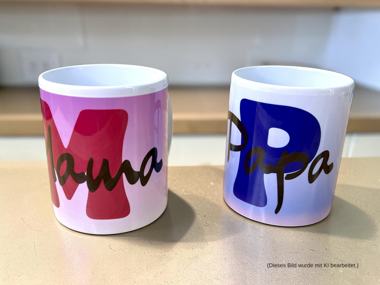 Personalisierte Keramiktasse mit Wunschname oder Wunschwort – individuelles Initialen-Design