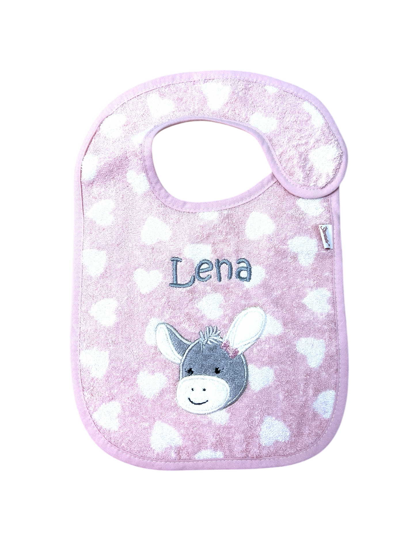 Lätzchen Esel Emmi Girl, mit Klettverschluss, rosa, personalisiert mit Name, Sterntaler