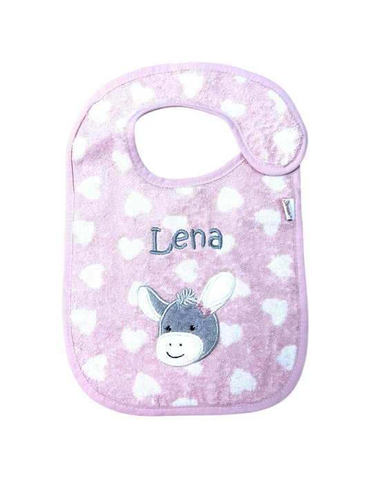 Lätzchen Esel Emmi Girl, mit Klettverschluss, rosa, personalisiert mit Name, Sterntaler