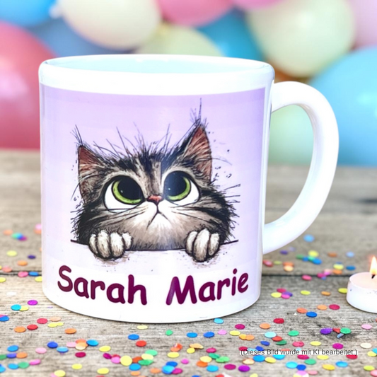 Personalisierte Kunststofftasse mit niedlichem Tierbaby-Motiv & Name - 180 ml
