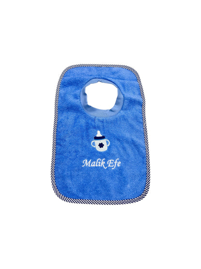 Lätzchen bestickt mit Babyfläschen und Name, Geschenk fürs Baby
