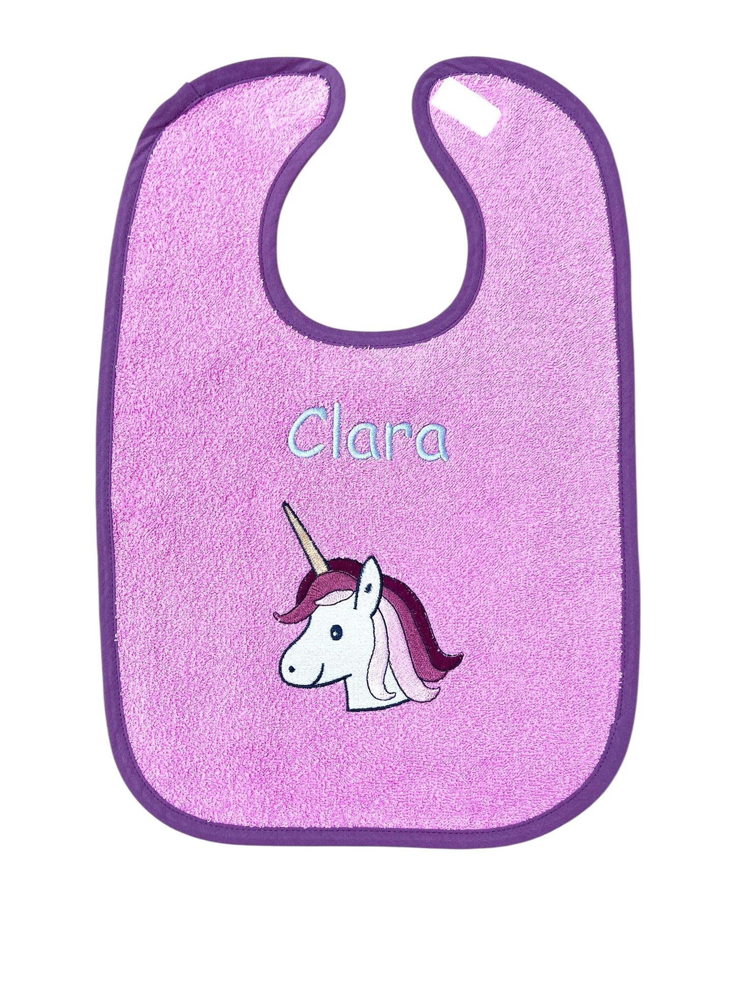 Wörner Riesen Latz - pink, Einhorn, personalisiertes Baby Lätzchen mit Namen – Extra großer Frottier Esslatz 30x45 cm – besticktes Klettlätzchen – Baby Geschenk