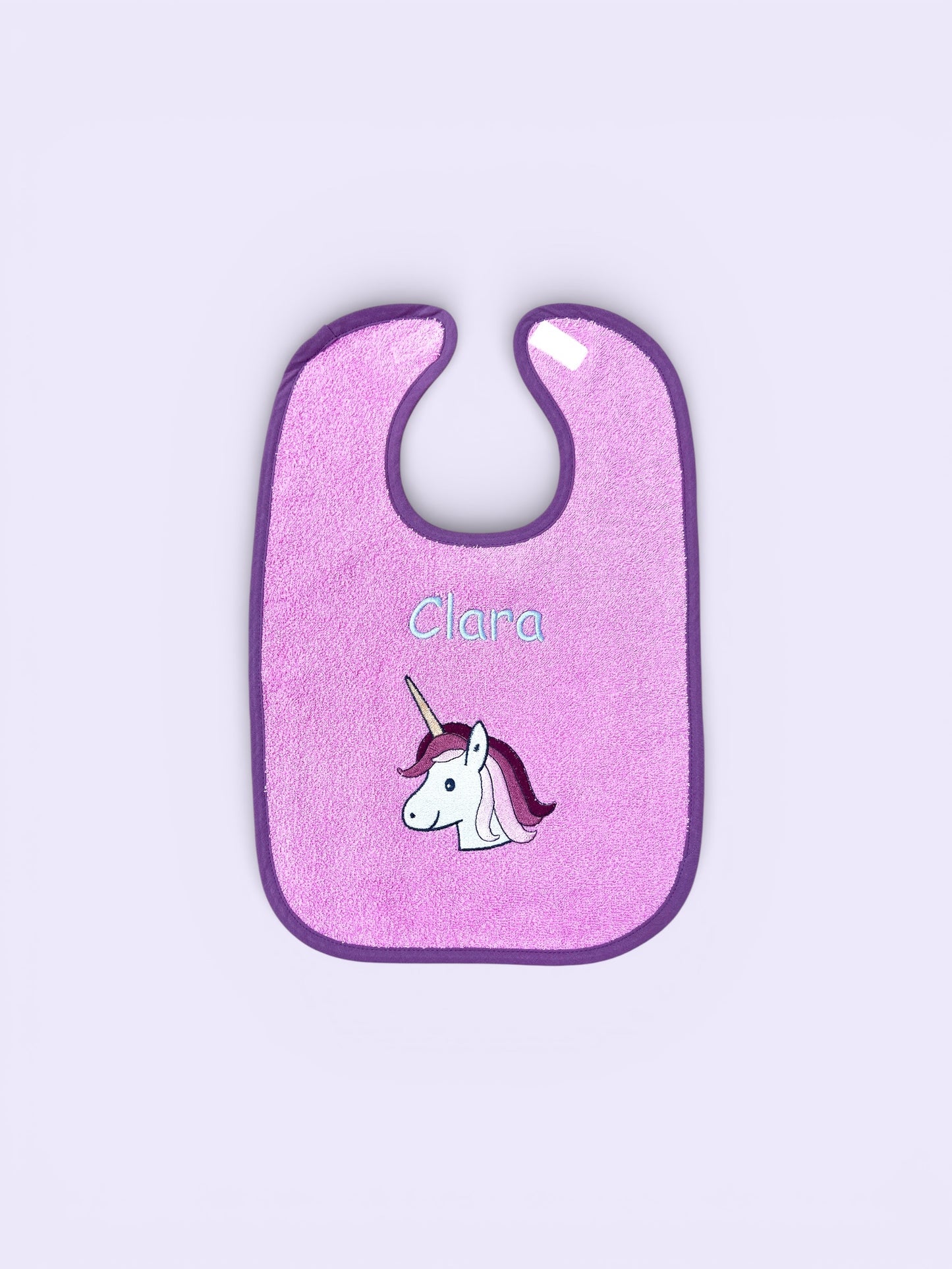 Wörner Riesen Latz - pink, Einhorn, personalisiertes Baby Lätzchen mit Namen – Extra großer Frottier Esslatz 30x45 cm – besticktes Klettlätzchen – Baby Geschenk