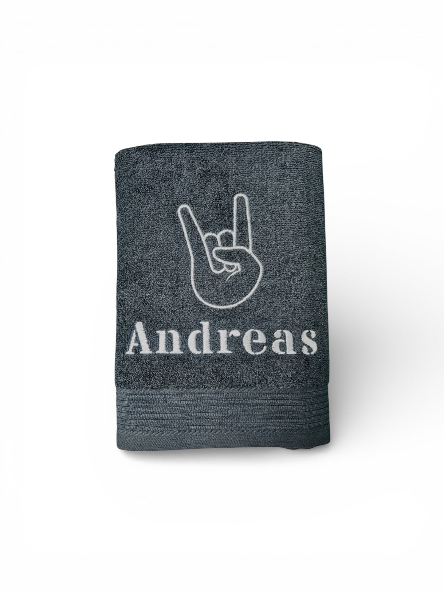 Metalhand / Rockhand Handtuch mit Name, Handtuch, Sauna, Wellness, Duschtuch, Geschenk