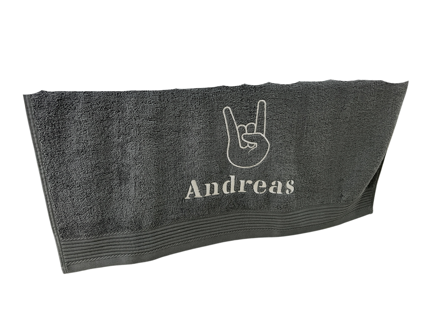 Metalhand / Rockhand Handtuch mit Name, Handtuch, Sauna, Wellness, Duschtuch, Geschenk
