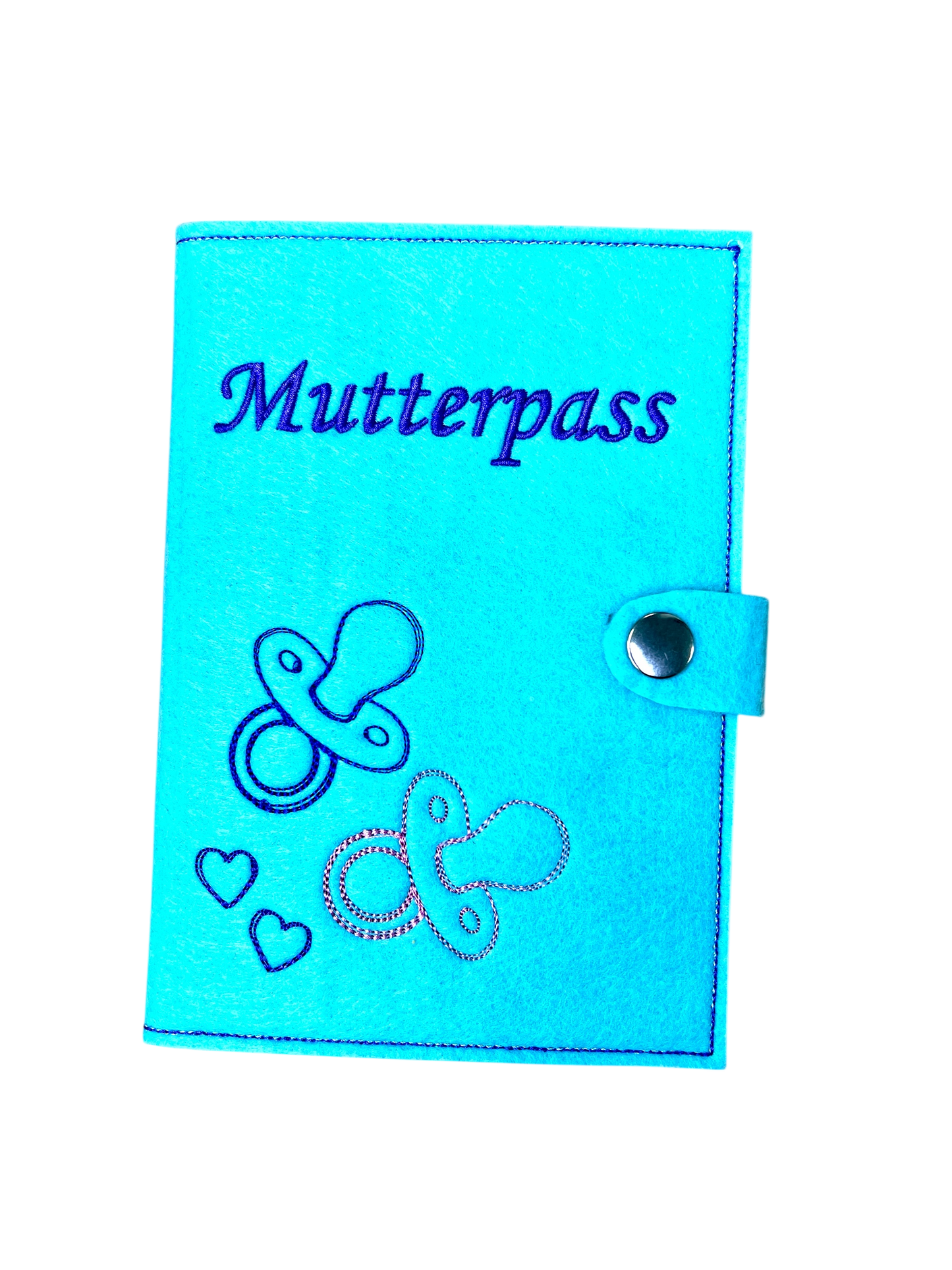 Mutterpasshülle personalisiert Filz bestickt Schnuller, Geschenk für Schwangere