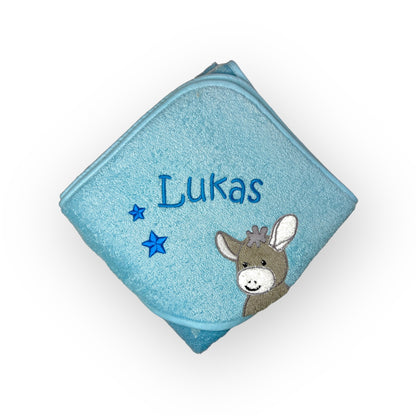 Kapuzenhandtuch Emmi Esel von Sterntaler 100x100 cm, personalisierbar mit Name
