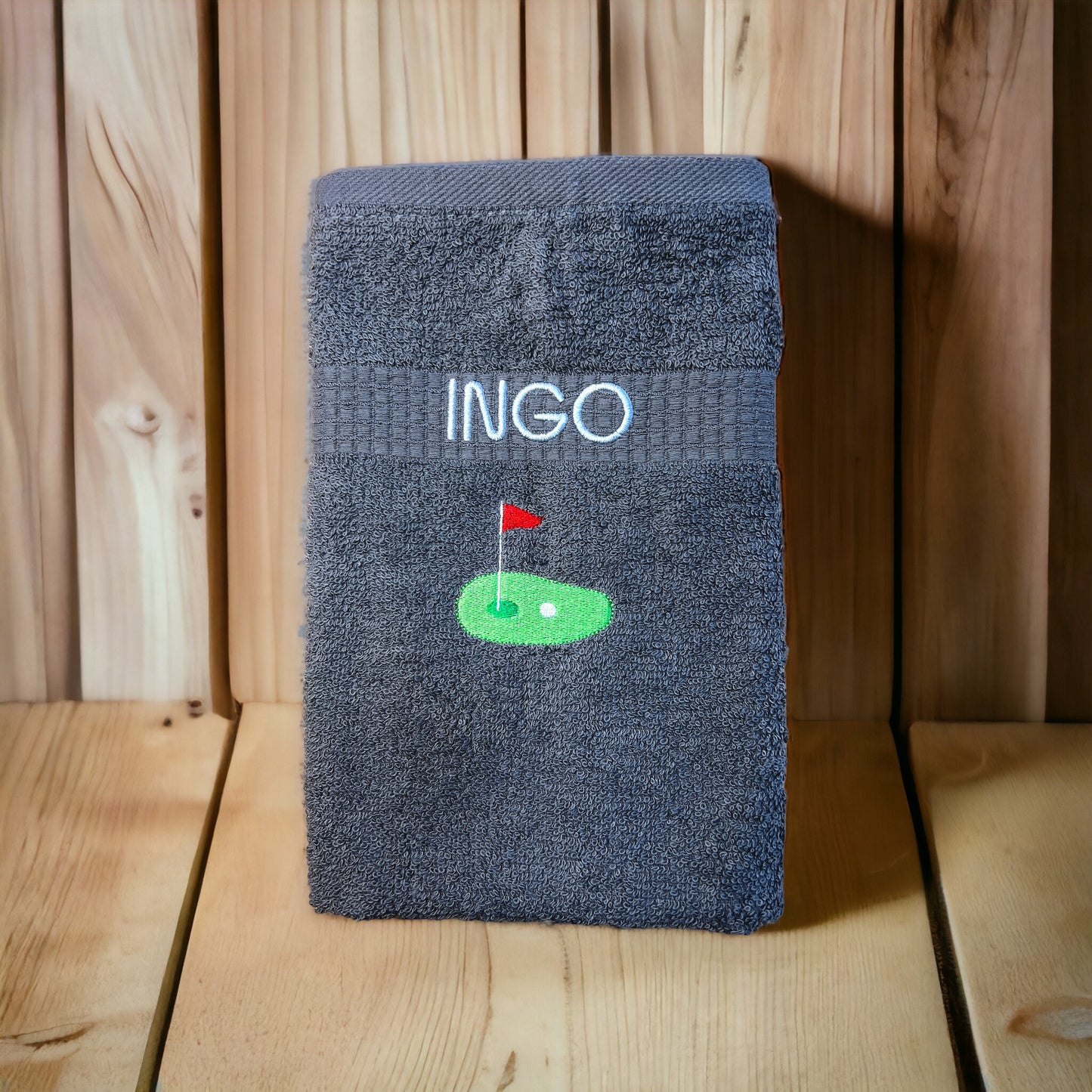 Golf Handtuch mit Name, Handtuch, Sauna, Wellness, Duschtuch, Geschenk