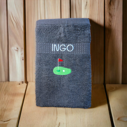 Golf Handtuch mit Name, Handtuch, Sauna, Wellness, Duschtuch, Geschenk