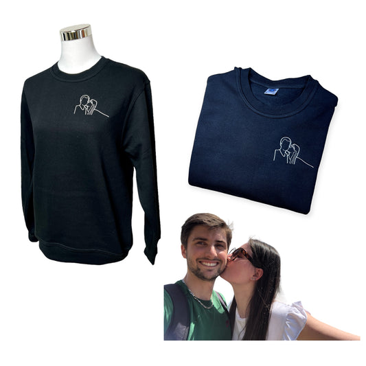 Pullover mit persönlichem Bild bestickt, Silhouette von Ihrem Bild