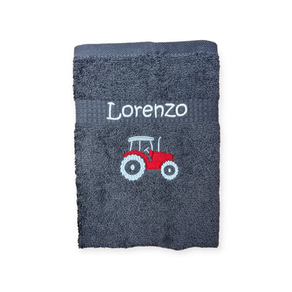 Traktor Handtuch mit Name Handtücher Sauna Wellness Duschtuch Kinder Strand baden