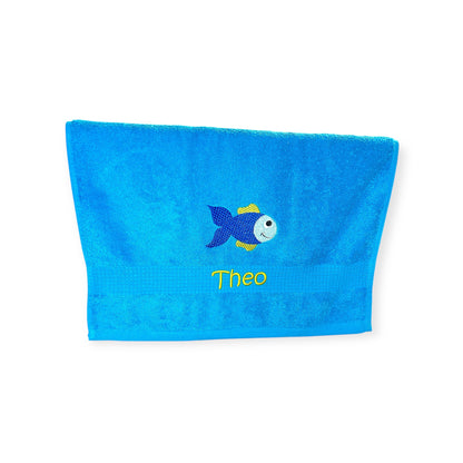 Fisch Handtuch mit Name, Handtuch, Sauna, Wellness, Duschtuch, Geschenk