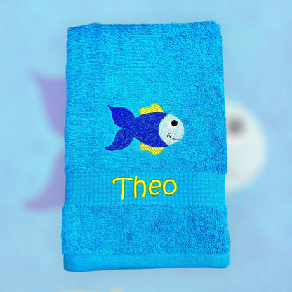 Fisch Handtuch mit Name, Handtuch, Sauna, Wellness, Duschtuch, Geschenk