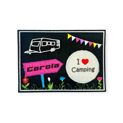 Tassenuntersetzer "I love Camping" für Kaffee kleines Geschenk zur Kaffeeeinladung Mug rug