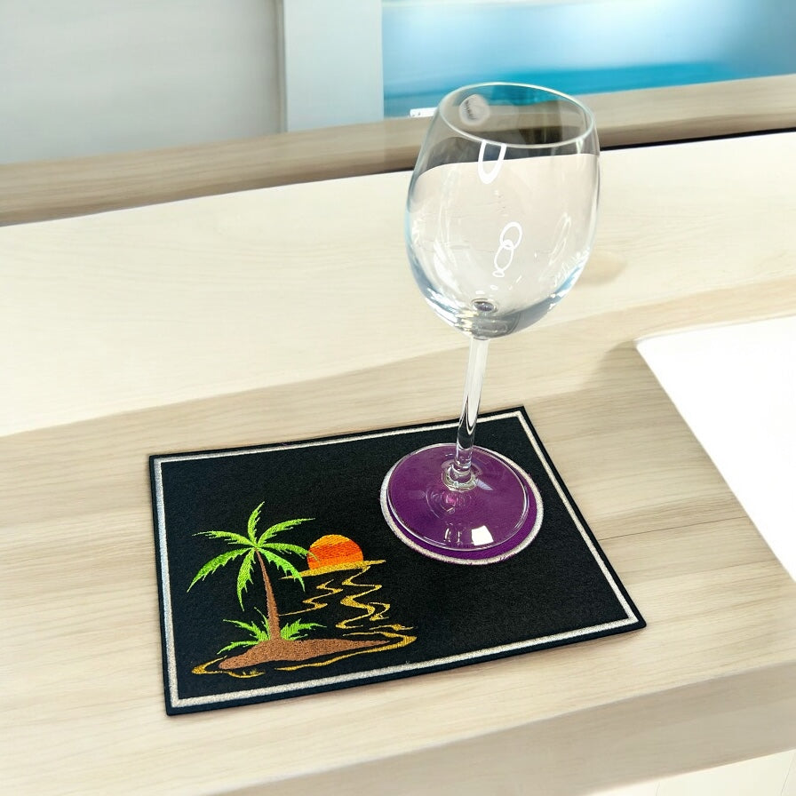 Tassenuntersetzer "Insel" für Kaffee kleines Geschenk zur Kaffeeeinladung Mug rug, personalisierbar